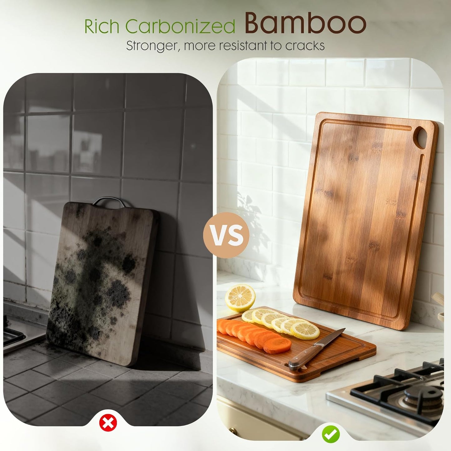 🍞 Premium Reversible Carbonized Wood Cutting Board - Perfect for Every Kitchen! 🍅