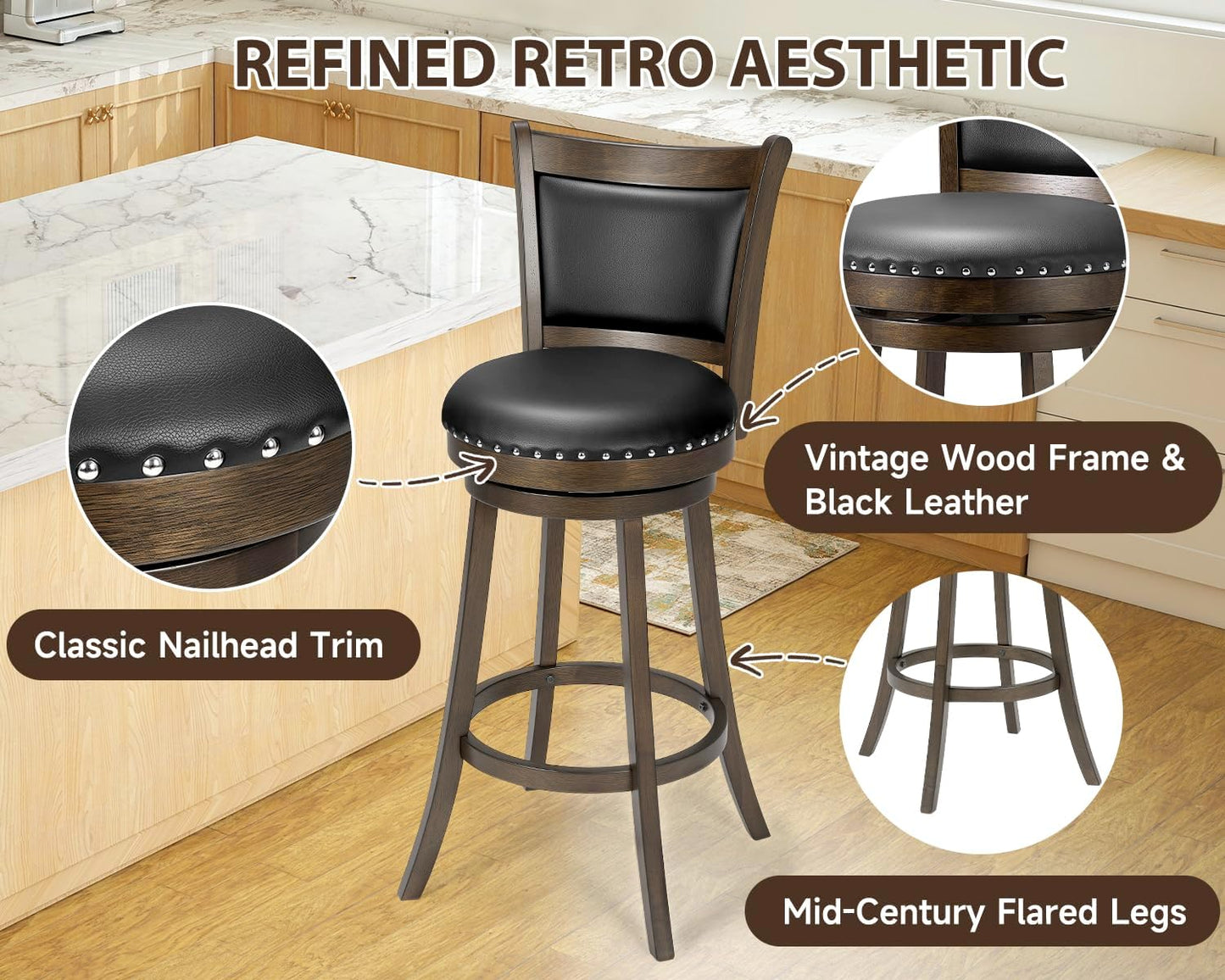 🌿 Upgrade Your Seating with a Luxurious Leather Footrest – Nailhead Design for Extra Flair! 🍂