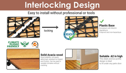 🍂 Transform Your Patio with Solid Acacia Wood Interlocking Tiles – Durable & Chic! 🌟