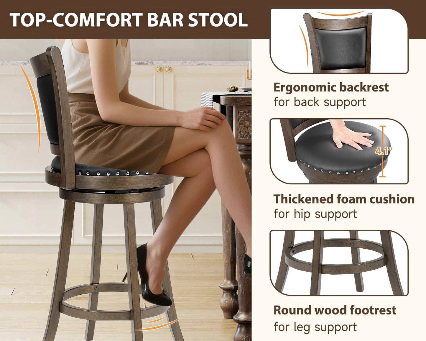 🌿 Upgrade Your Seating with a Luxurious Leather Footrest – Nailhead Design for Extra Flair! 🍂