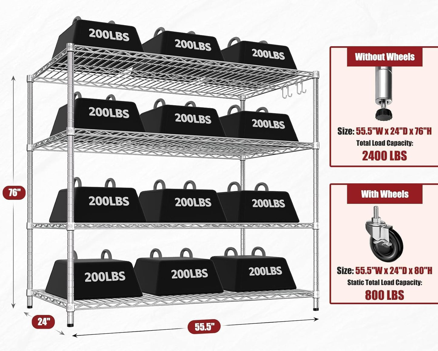 🚀 Heavy Duty 4-Tier Chrome Wire Shelving Unit with Wheels – Adjustable, Mobile & High Capacity! 🏋️‍♂️
