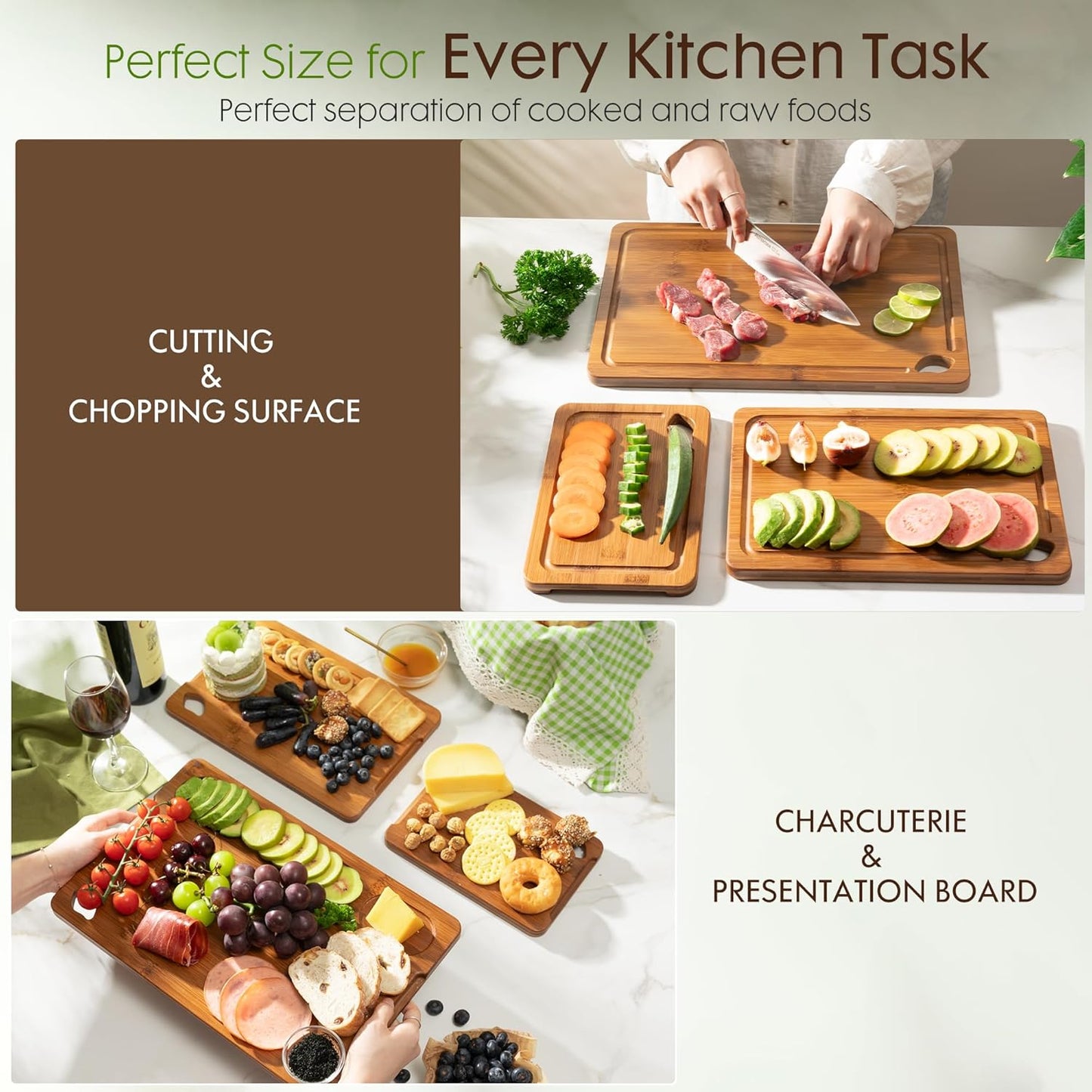 🍞 Premium Reversible Carbonized Wood Cutting Board - Perfect for Every Kitchen! 🍅