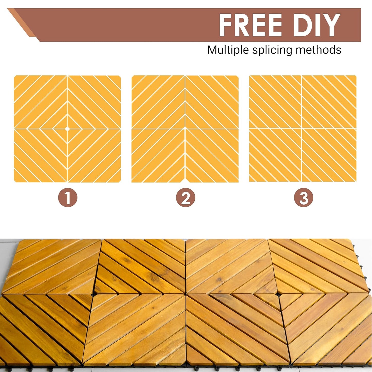 🍂 Transform Your Patio with Solid Acacia Wood Interlocking Tiles – Durable & Chic! 🌟