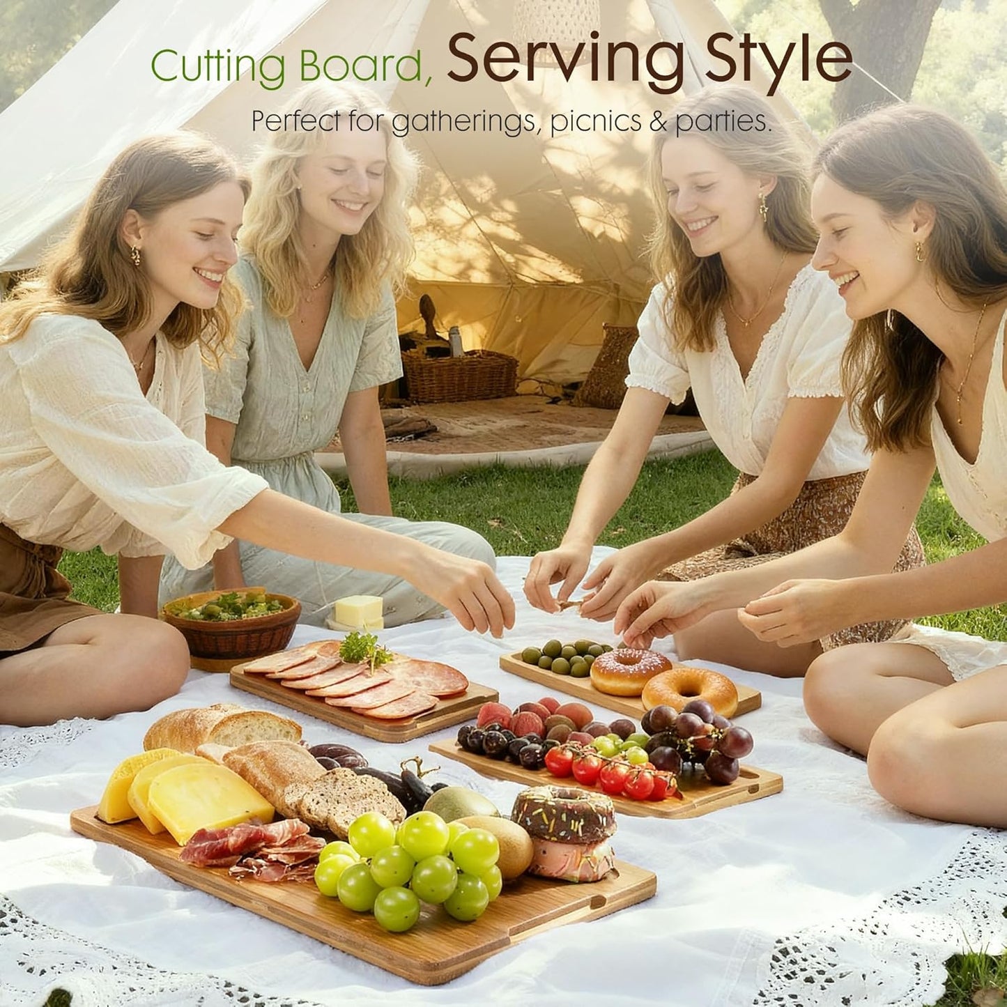 🍞 Premium Reversible Carbonized Wood Cutting Board - Perfect for Every Kitchen! 🍅
