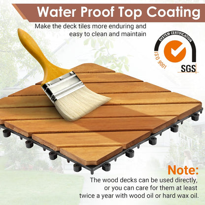 🍂 Transform Your Patio with Solid Acacia Wood Interlocking Tiles – Durable & Chic! 🌟