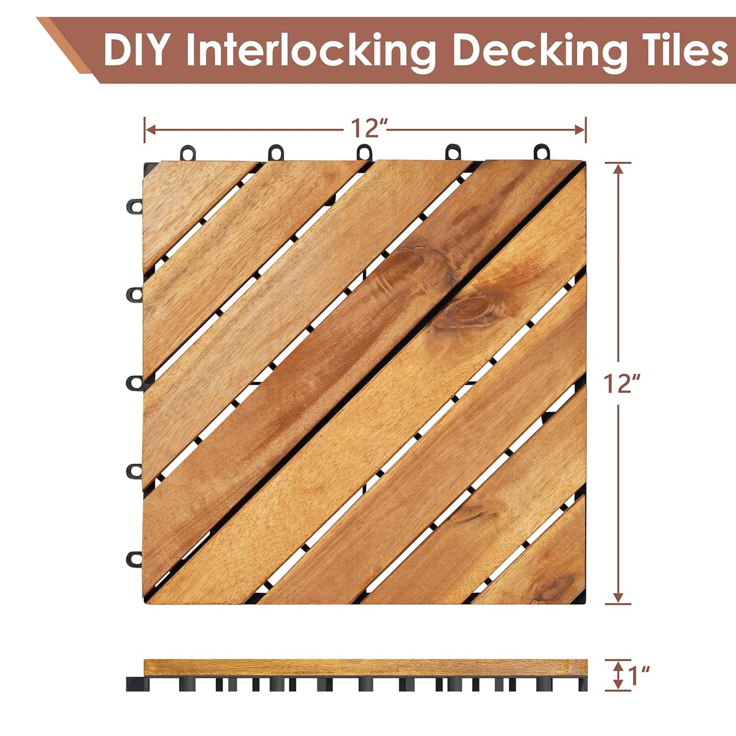 🍂 Transform Your Patio with Solid Acacia Wood Interlocking Tiles – Durable & Chic! 🌟