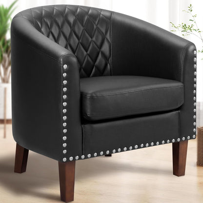 💺 Stylish Leather Backrest Cushion with Elegant Nailhead Detailing! 🏠