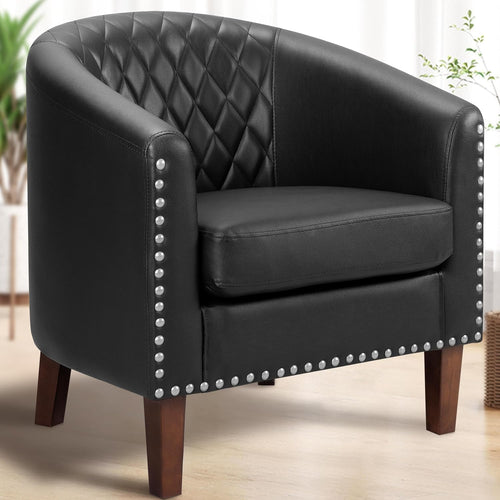 💺 Stylish Leather Backrest Cushion with Elegant Nailhead Detailing! 🏠
